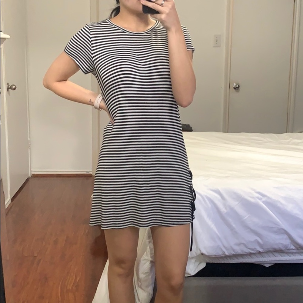 Striped black and white t-shirt dress
